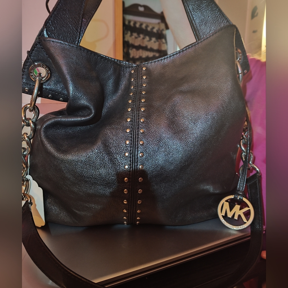 Michael Kors Black Leather Shoulder Bag